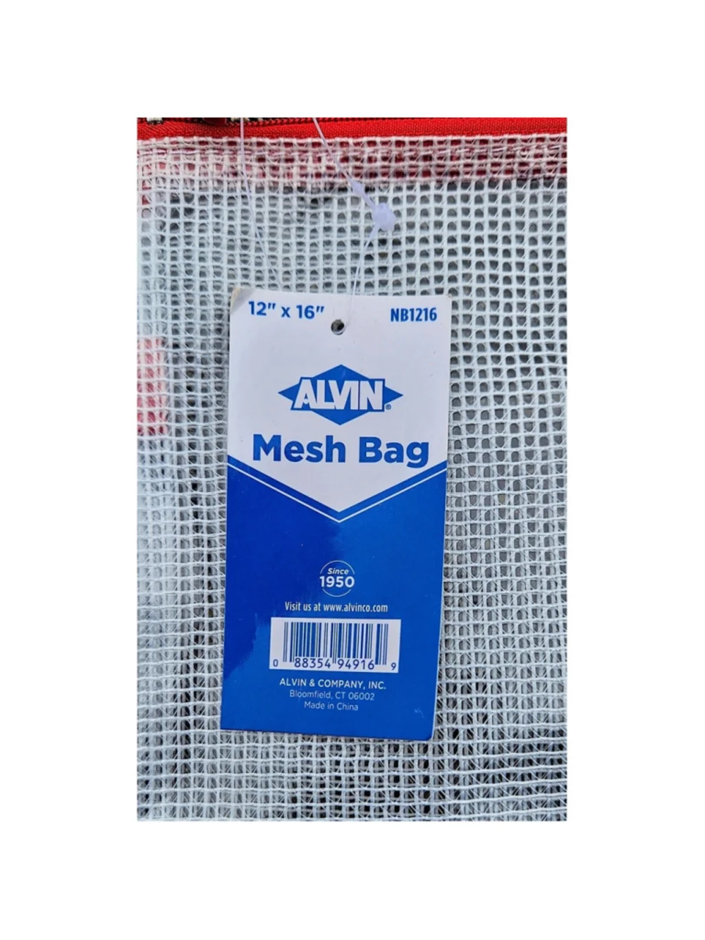 Alvin NB1216 PVC Mesh Pouch Bag Organizer with Zipper Clear & Red 12